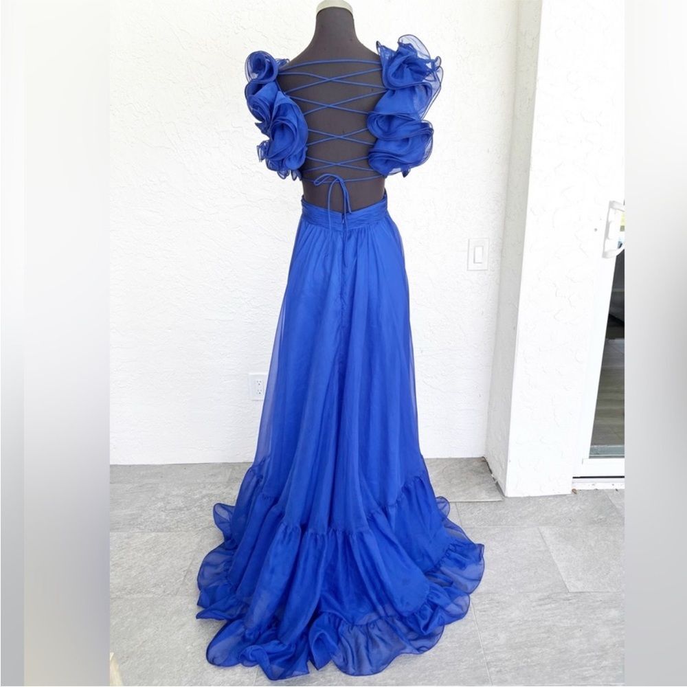 MAC DUGGAL RUFFLE TIERED CUTOUT CHIFFON GOWN - Picture 6 of 14